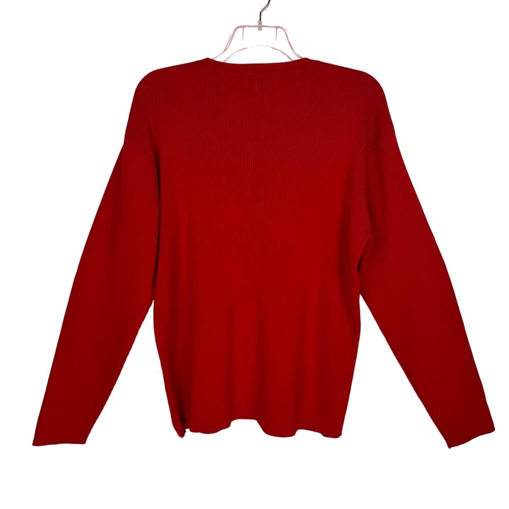 VTG NWT POLO JEANS CO. | Red‎ Pull Over Ribbed 90s Cotton Sweater | Men's Large - Picture 2 of 9